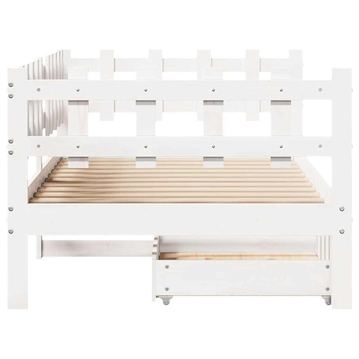 daybed med skuffer 90x190 cm massivt fyrretræ hvid