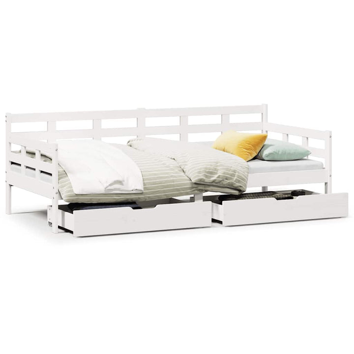 daybed med skuffer 90x200 cm massivt fyrretræ hvid