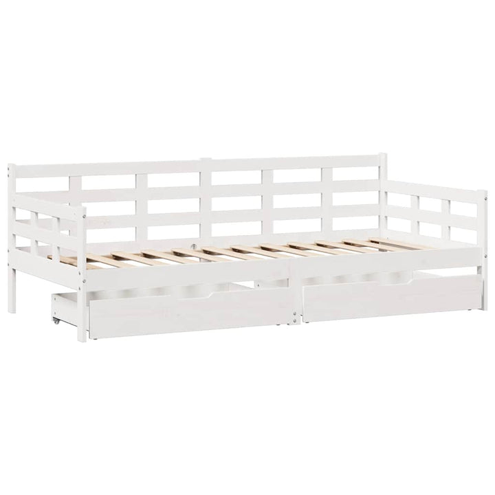 daybed med skuffer 90x200 cm massivt fyrretræ hvid