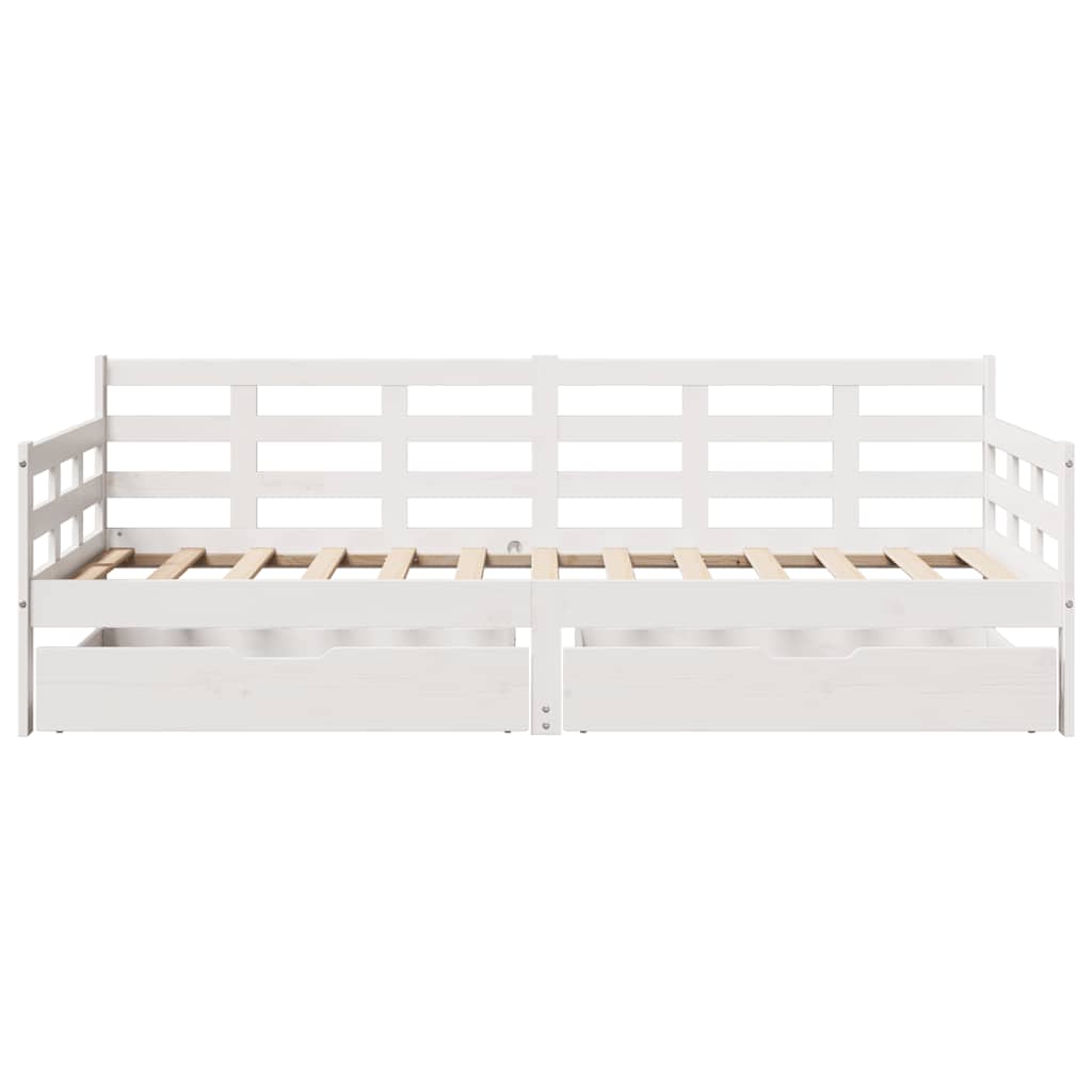 daybed med skuffer 90x200 cm massivt fyrretræ hvid