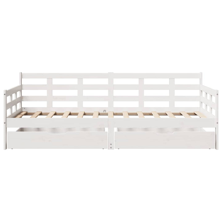 daybed med skuffer 90x200 cm massivt fyrretræ hvid