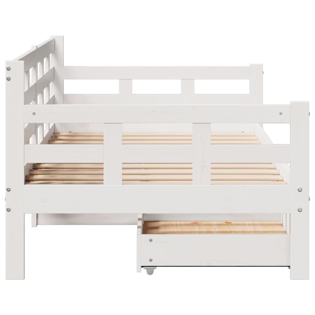 daybed med skuffer 90x200 cm massivt fyrretræ hvid