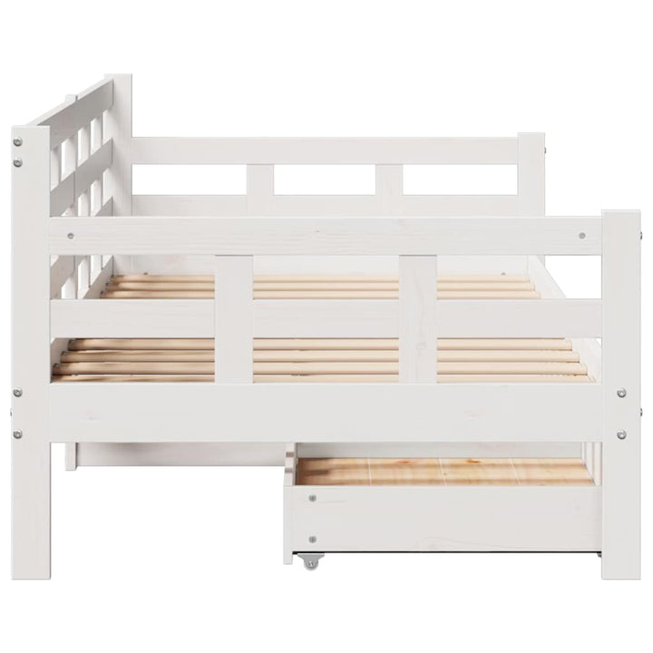 daybed med skuffer 90x200 cm massivt fyrretræ hvid
