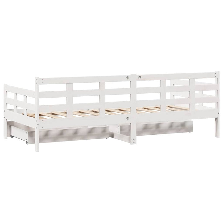 daybed med skuffer 90x200 cm massivt fyrretræ hvid