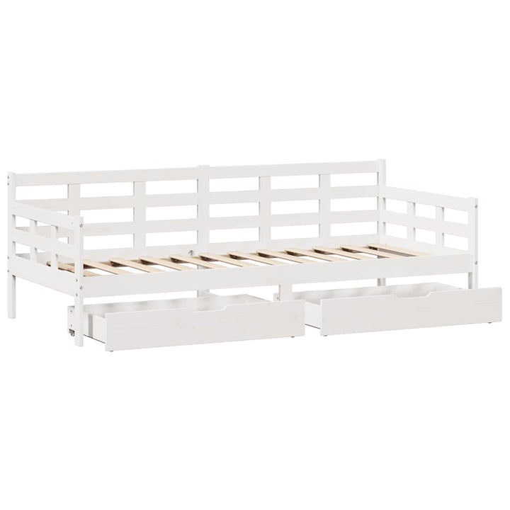 daybed med skuffer 90x200 cm massivt fyrretræ hvid