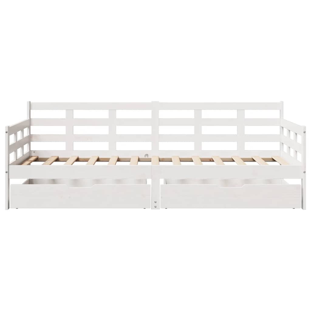 daybed med skuffer 80x200 cm massivt fyrretræ hvid