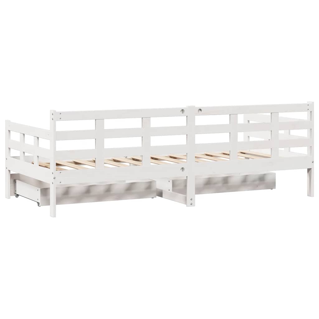 daybed med skuffer 80x200 cm massivt fyrretræ hvid