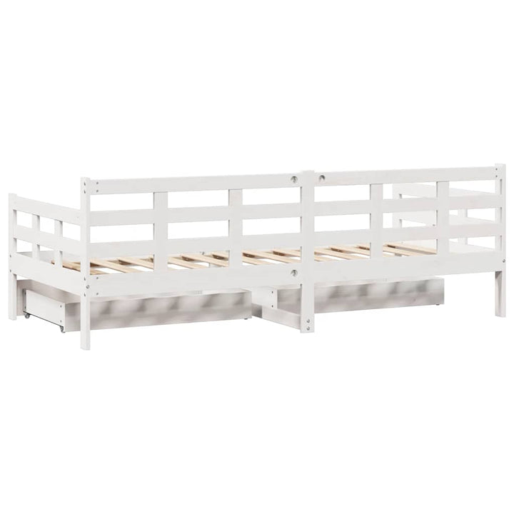 daybed med skuffer 80x200 cm massivt fyrretræ hvid