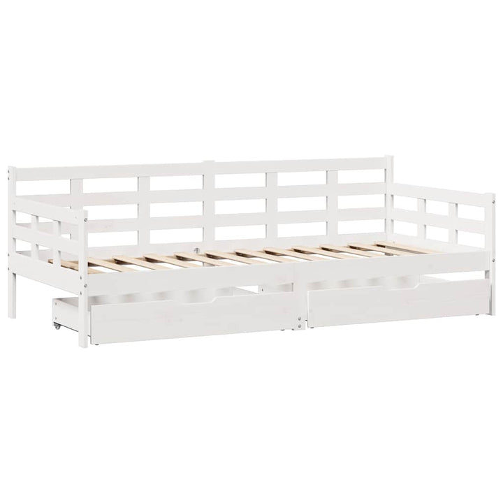daybed med skuffer 90x190 cm massivt fyrretræ hvid