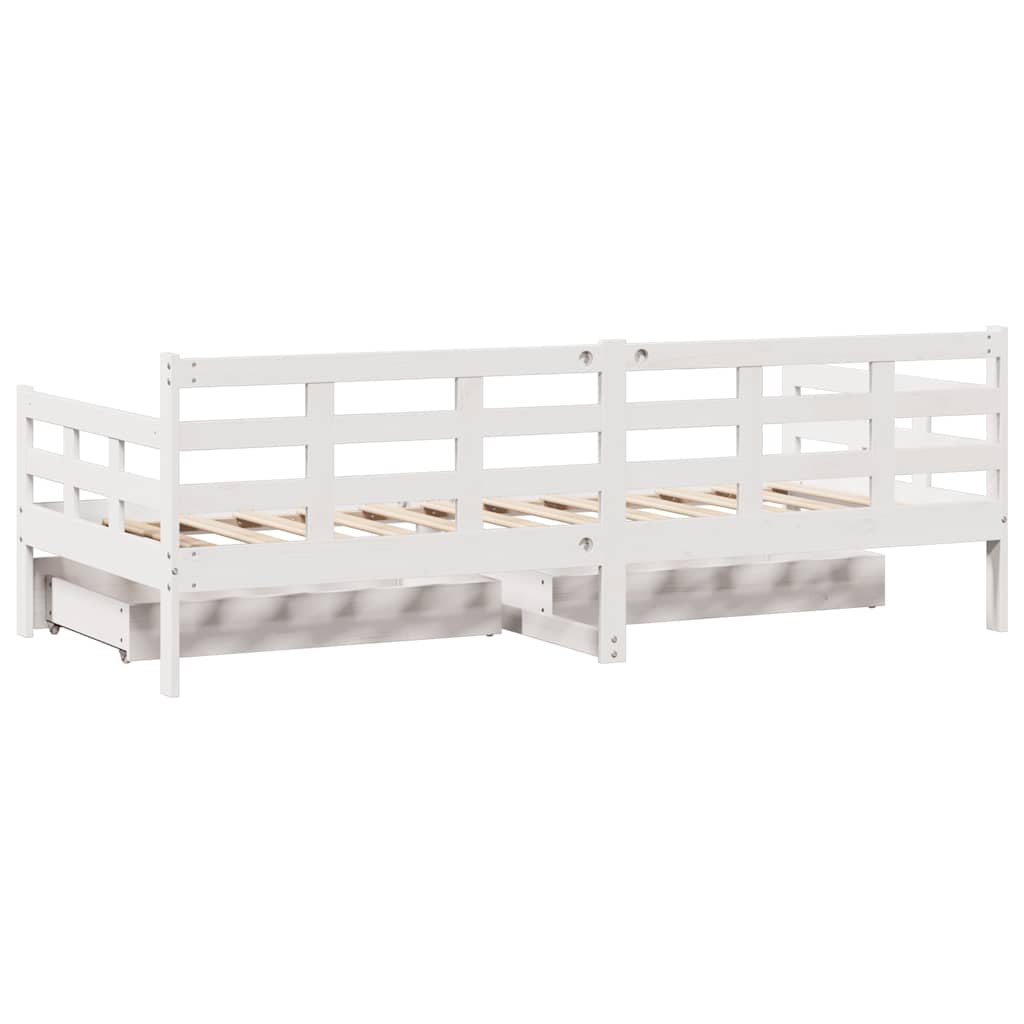 daybed med skuffer 90x190 cm massivt fyrretræ hvid