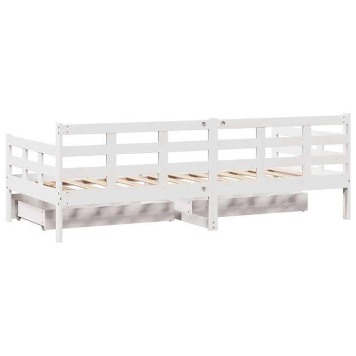 daybed med skuffer 90x190 cm massivt fyrretræ hvid