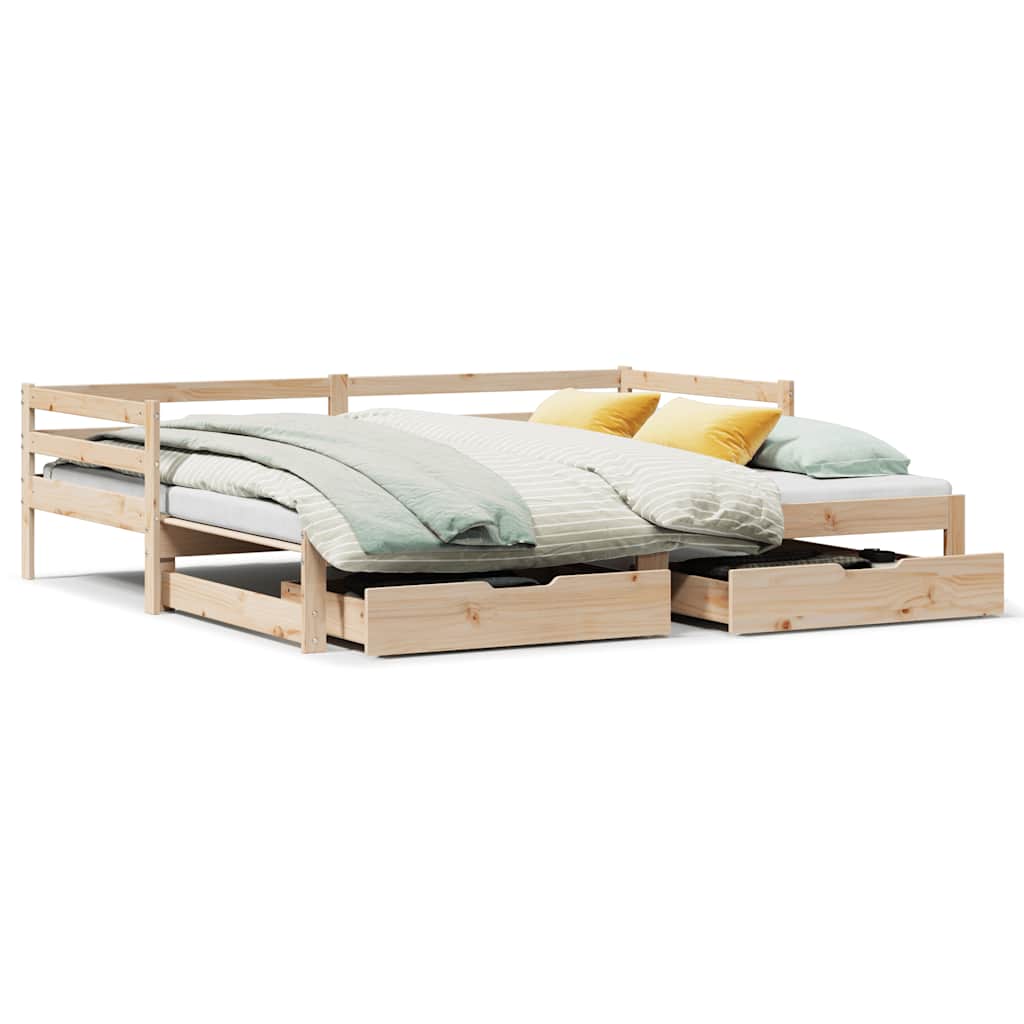 daybed med skuffer 90x200 cm massivt fyrretræ