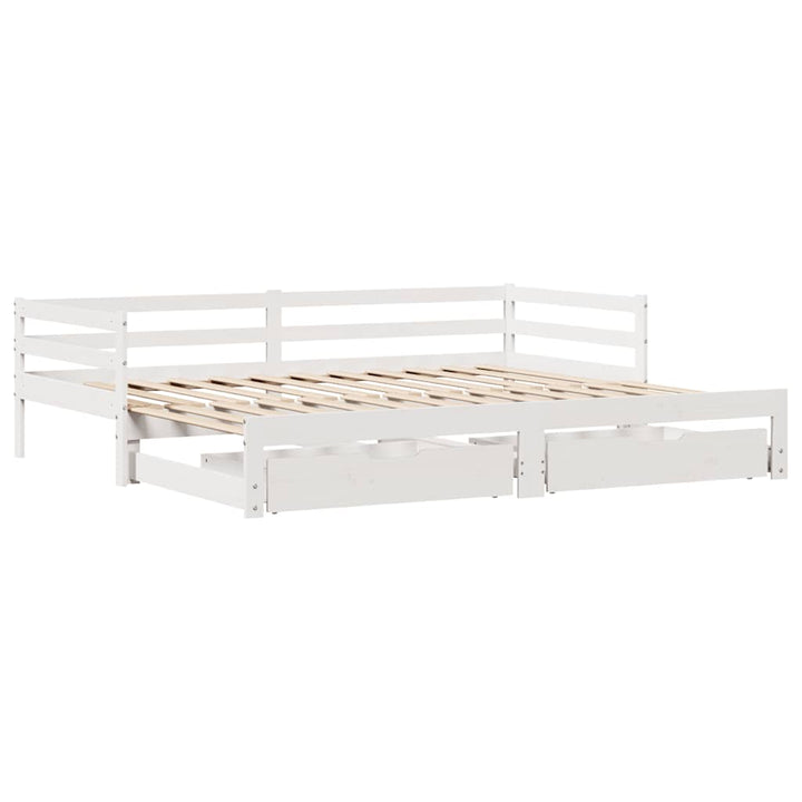 daybed med skuffer 90x200 cm massivt fyrretræ hvid