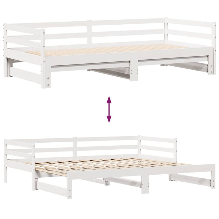 daybed med skuffer 90x200 cm massivt fyrretræ hvid