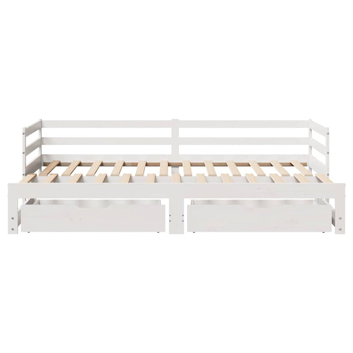daybed med skuffer 90x200 cm massivt fyrretræ hvid