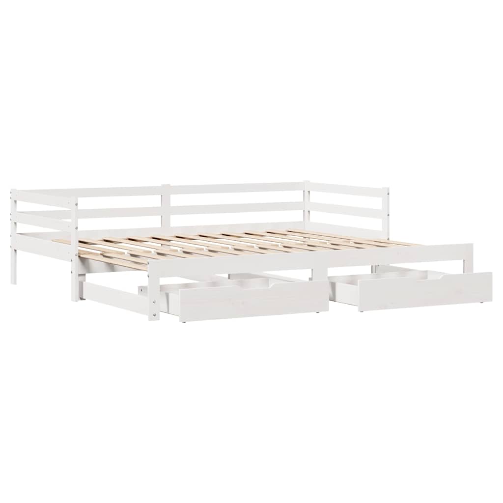 daybed med skuffer 90x200 cm massivt fyrretræ hvid