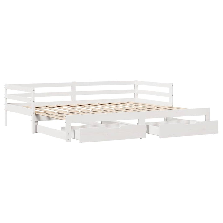 daybed med skuffer 90x200 cm massivt fyrretræ hvid