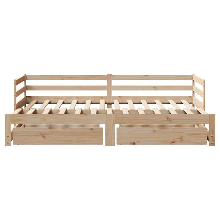daybed med udtræk og skuffer uden madras 90x190 cm