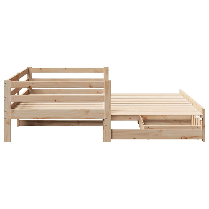 daybed med udtræk og skuffer uden madras 90x190 cm