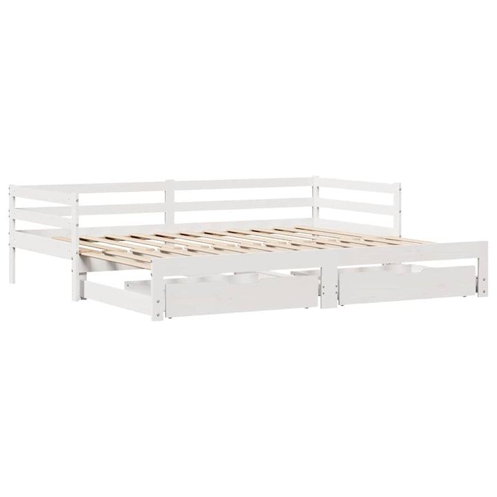 daybed med udtræk og skuffer uden madras 90x190 cm hvid
