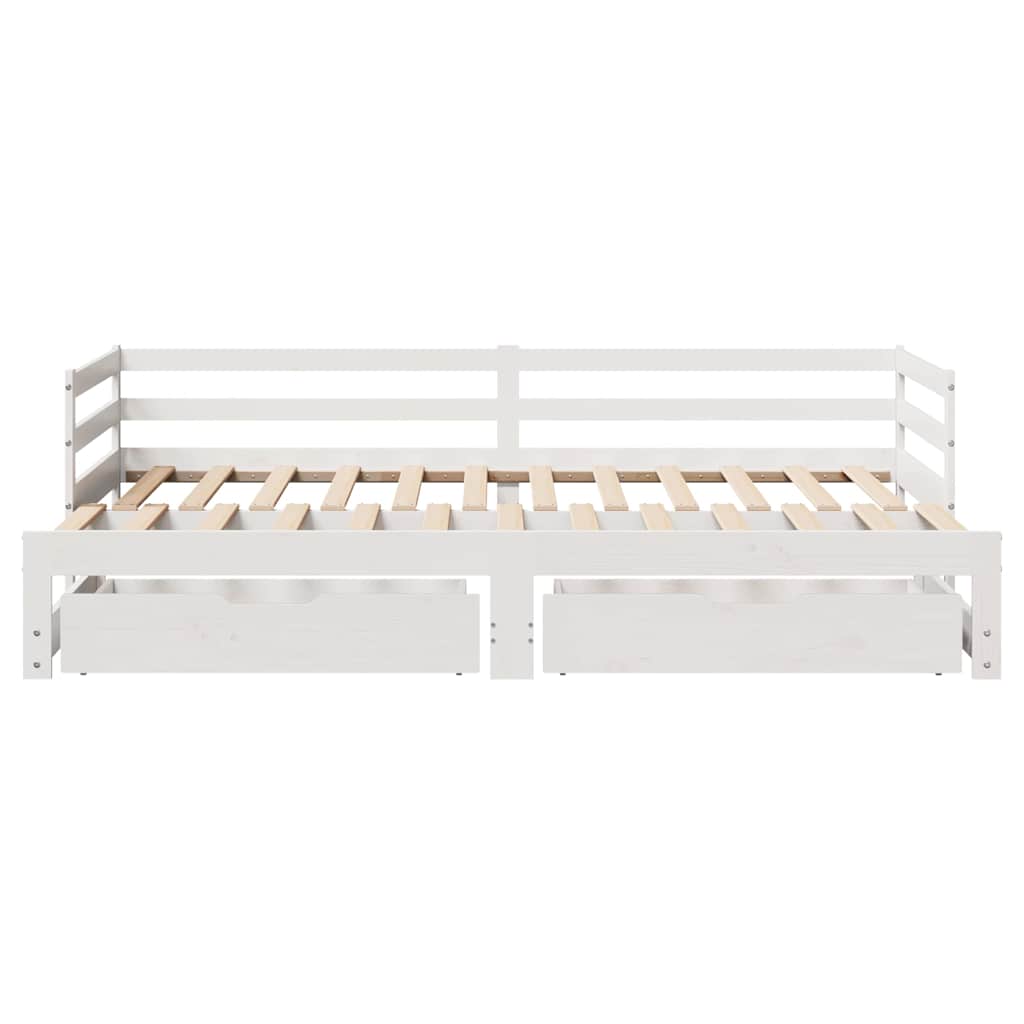 daybed med udtræk og skuffer uden madras 90x190 cm hvid