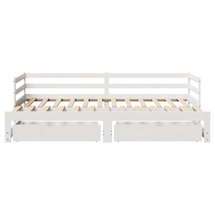 daybed med udtræk og skuffer uden madras 90x190 cm hvid