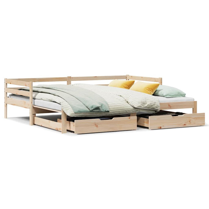 daybed med udtræk og skuffer uden madras 80x200 cm