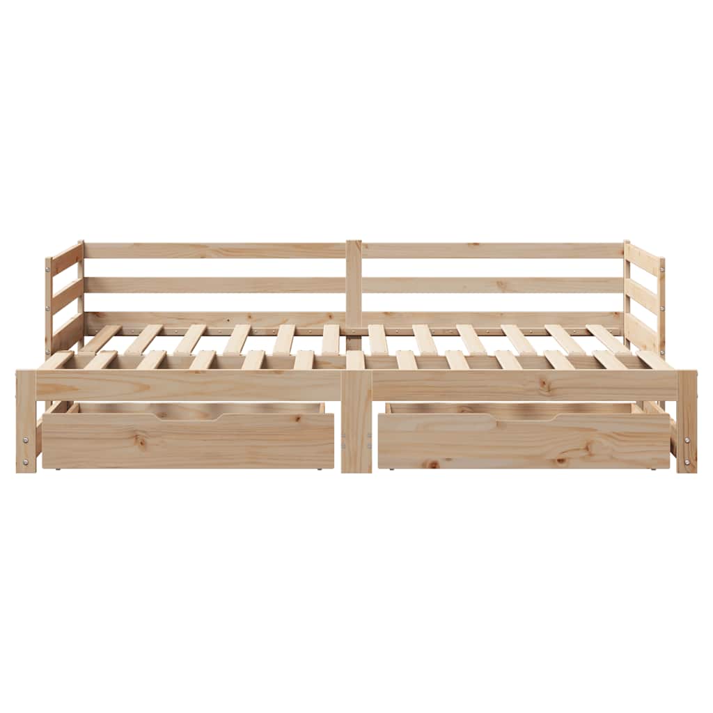daybed med udtræk og skuffer uden madras 80x200 cm