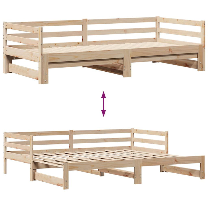 daybed med udtræk og skuffer uden madras 80x200 cm