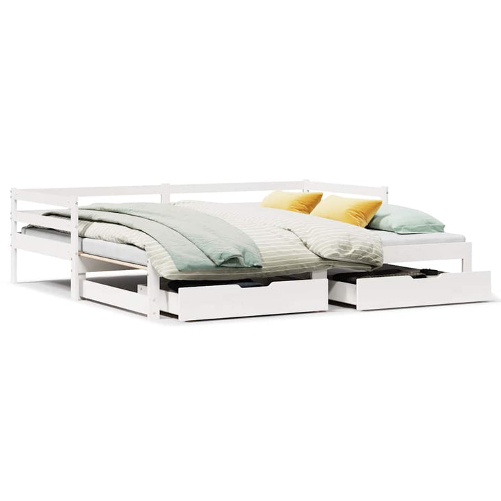 daybed med udtræk og skuffer uden madras 80x200 cm hvid