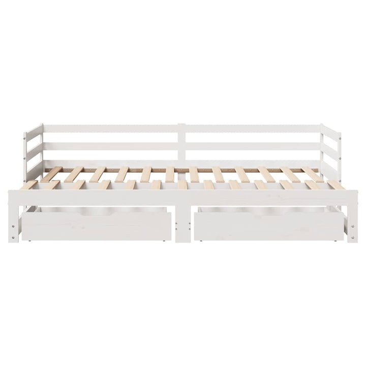 daybed med udtræk og skuffer uden madras 80x200 cm hvid