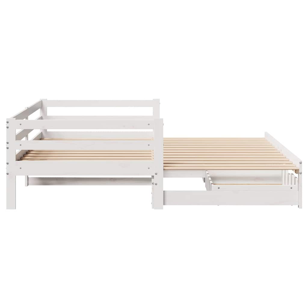 daybed med udtræk og skuffer uden madras 80x200 cm hvid