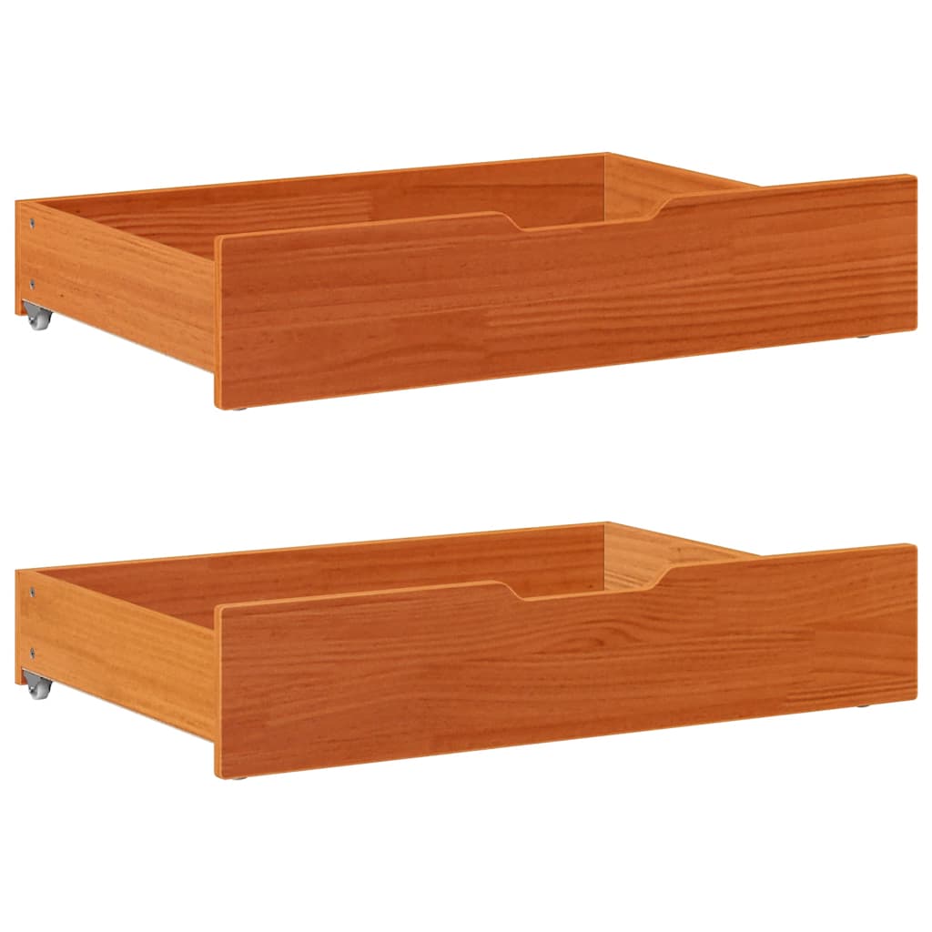 daybed med udtræk skuffer 90x200 cm massivt fyrretræ gyldenbrun