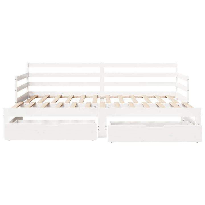 daybed med skuffer 90x200 cm massivt fyrretræ hvid