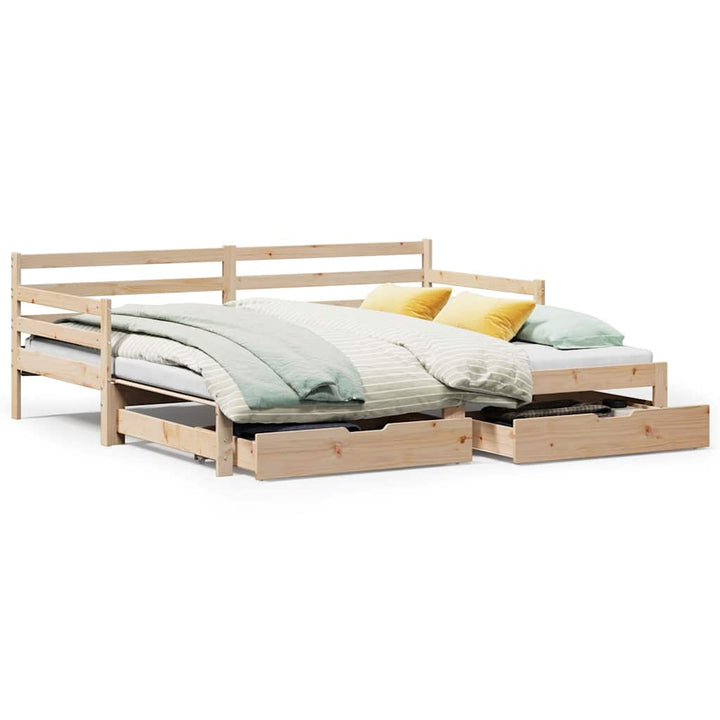 daybed med udtræk og skuffer uden madras 90x200 cm