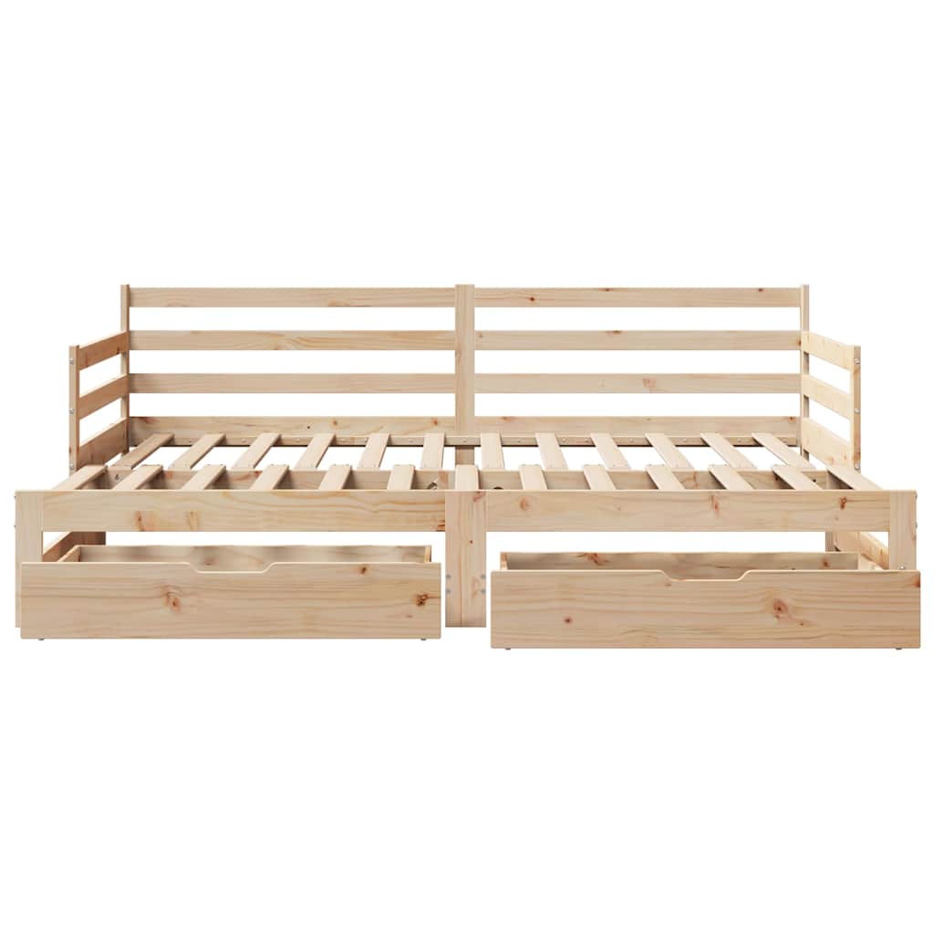 daybed med udtræk og skuffer uden madras 90x200 cm