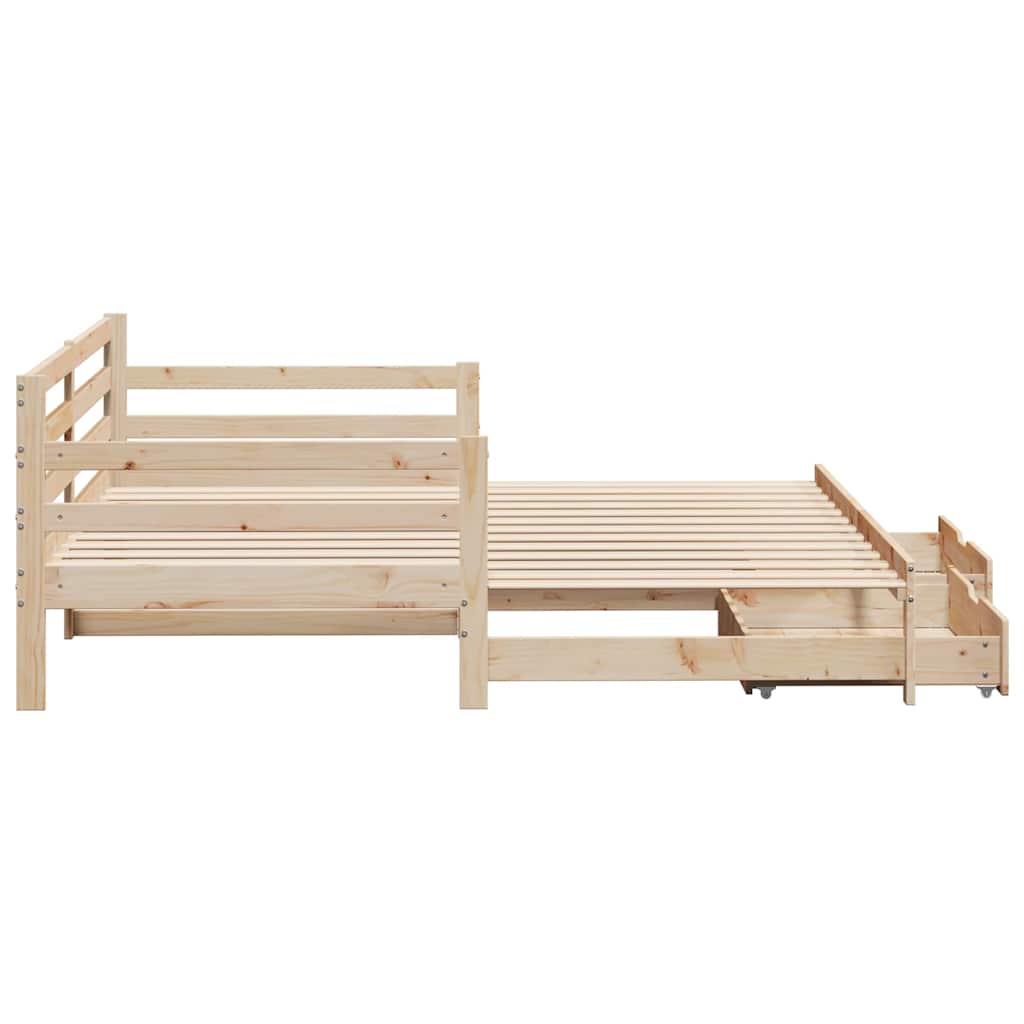 daybed med udtræk og skuffer uden madras 90x200 cm