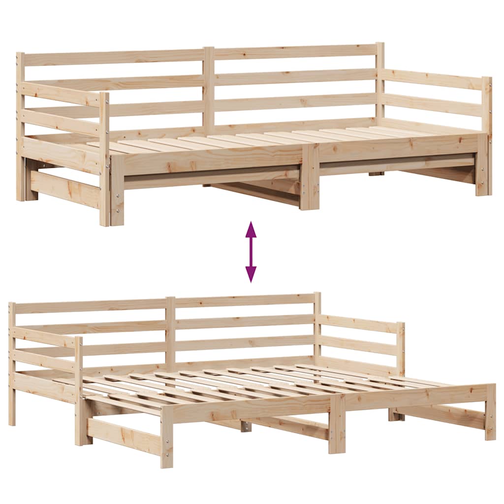 daybed med udtræk og skuffer uden madras 90x200 cm