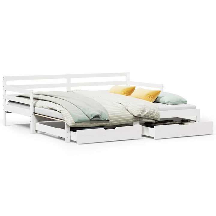 daybed med udtræk og skuffer uden madras 90x200 cm hvid