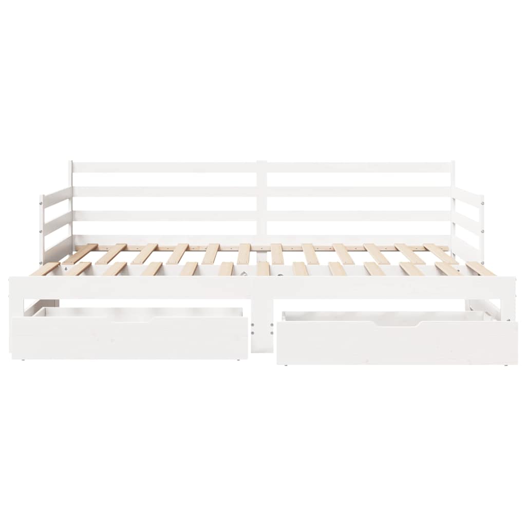 daybed med udtræk og skuffer uden madras 90x200 cm hvid