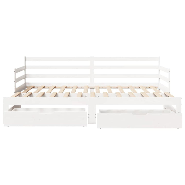 daybed med udtræk og skuffer uden madras 90x200 cm hvid