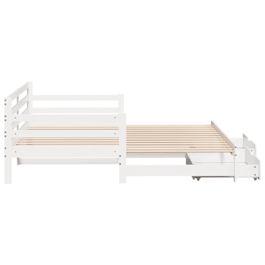daybed med udtræk og skuffer uden madras 90x200 cm hvid