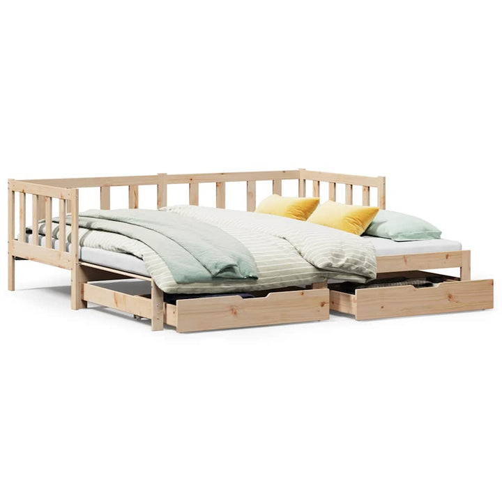 daybed med udtræk og skuffer uden madras 80x200 cm
