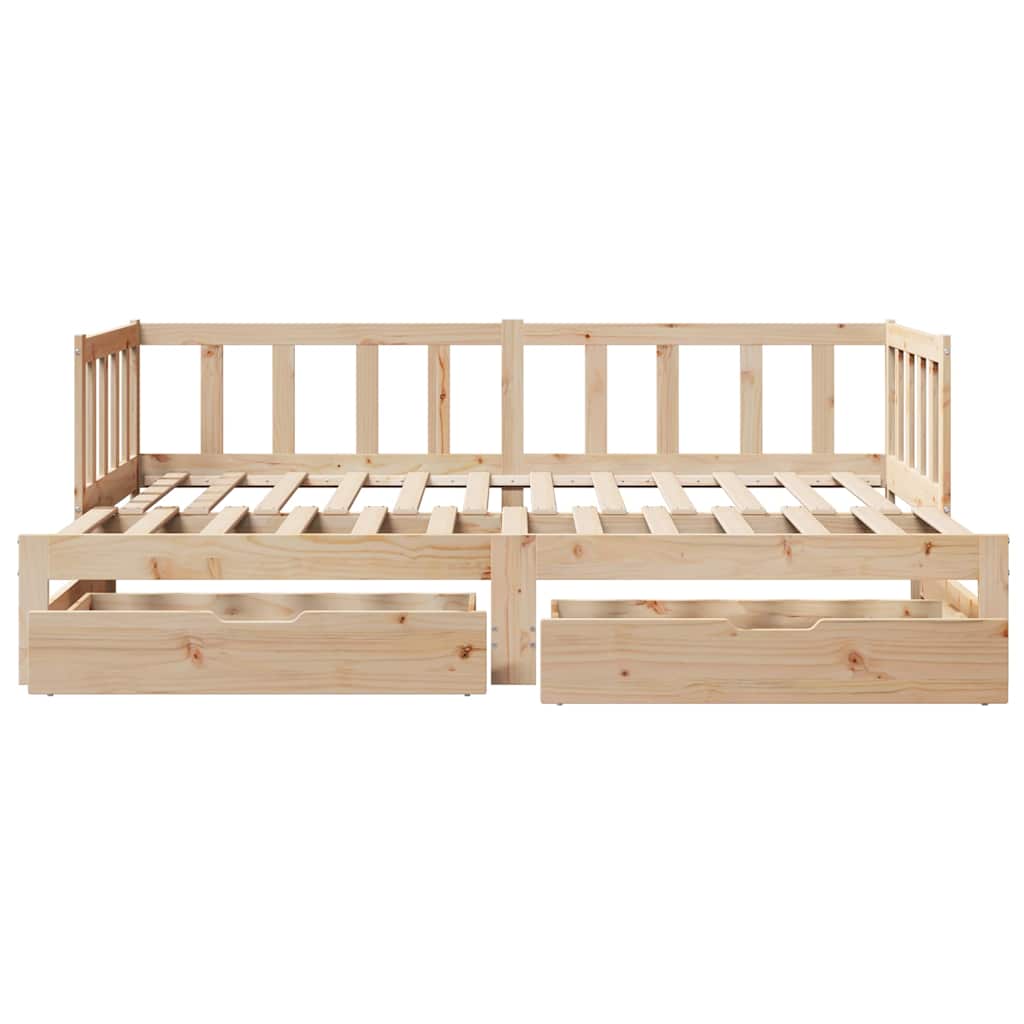 daybed med udtræk og skuffer uden madras 80x200 cm