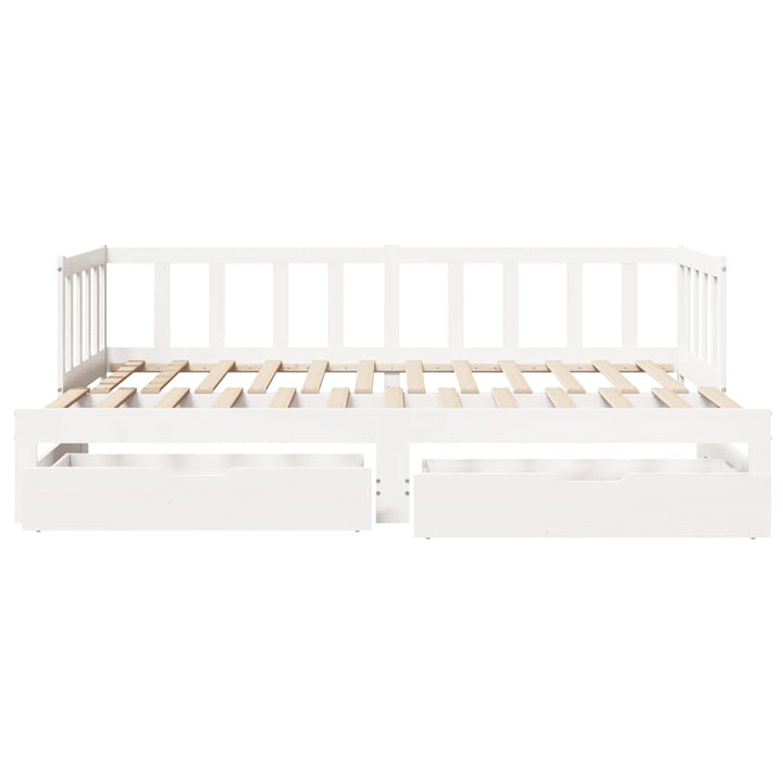 daybed med udtræk og skuffer uden madras 90x200 cm hvid