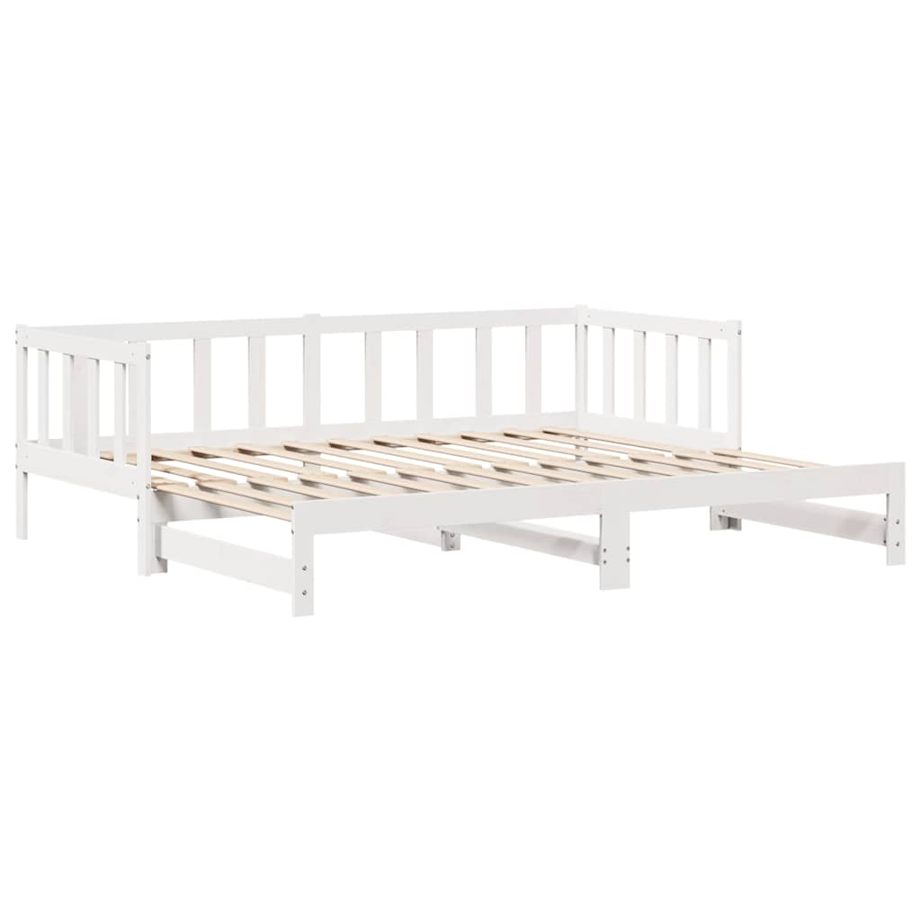 daybed med udtræk og skuffer uden madras 90x200 cm hvid