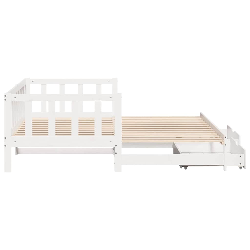 daybed med udtræk og skuffer uden madras 90x200 cm hvid