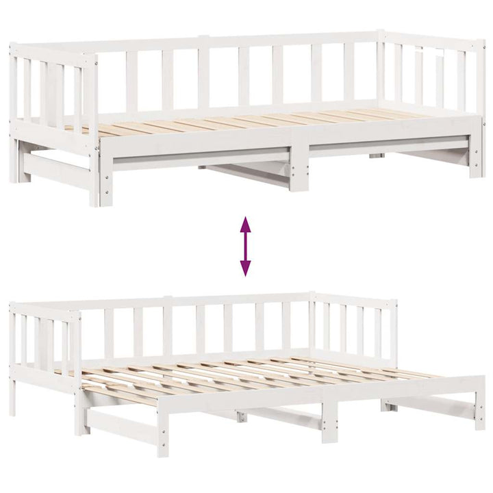 daybed med udtræk og skuffer uden madras 90x200 cm hvid