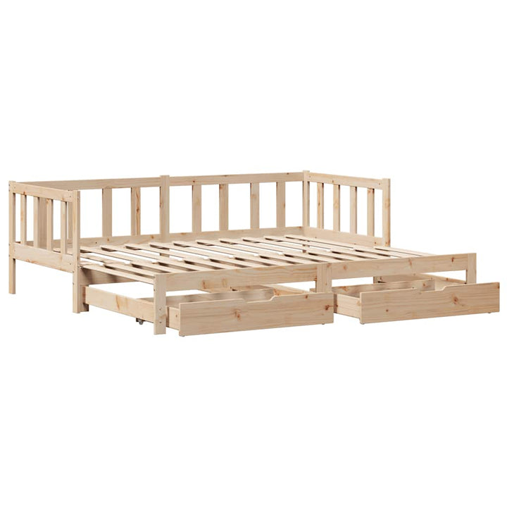 daybed med udtræk og skuffer uden madras 90x200 cm