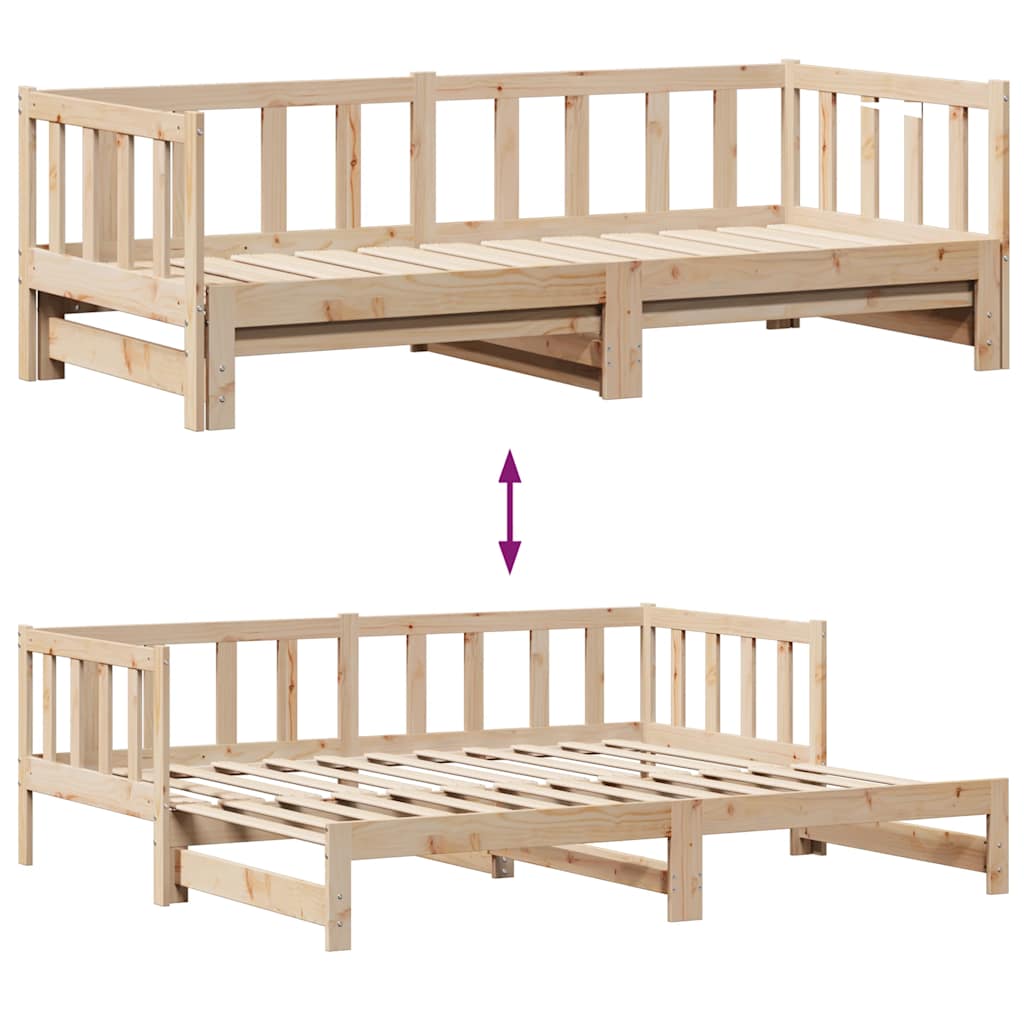 daybed med udtræk og skuffer uden madras 90x200 cm